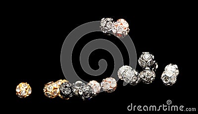 Fashion Silver gold bead ball with beautiful work detail is value. Luxury silver copper metal bead sequin ball is fashion trend Stock Photo