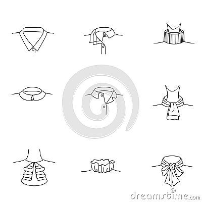 Fashion sketch of shirt collars.types of women`s collars.collar for shirt. collars for women`s blouses. Vector Illustration