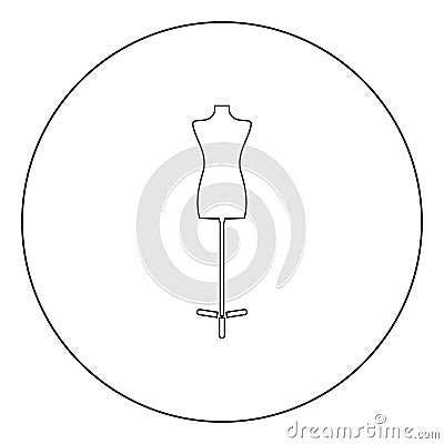 Fashion stand female torso mannequin icon black color in circle Vector Illustration