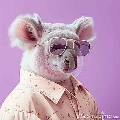 Fashion summer koala in shirt. Generative AI Stock Photo