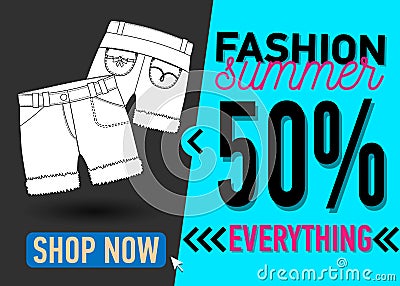 Fashion summer web banner. Sale Vector Illustration