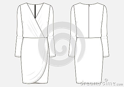 Fashion technical sketch of dress Vector Illustration