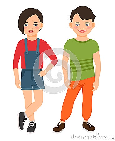 Fashion teen boy and girl characters Vector Illustration