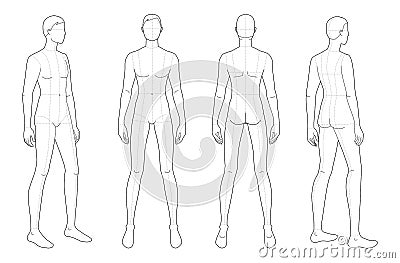 Fashion template of standing men. Vector Illustration