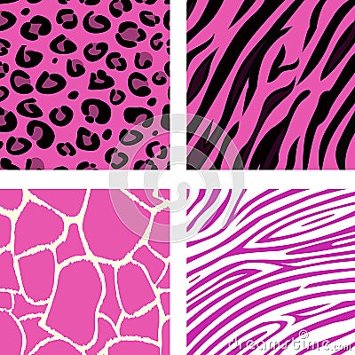 Fashion tiling pink animal print patterns Vector Illustration