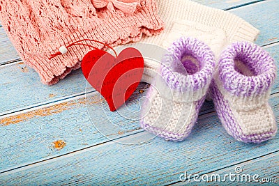 Fashion trendy clothes / baby stuff for little baby girl, Stock Photo