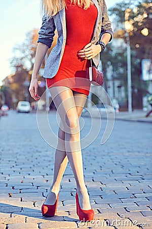 Fashion urban people, woman, outdoor. Lifestyle Stock Photo