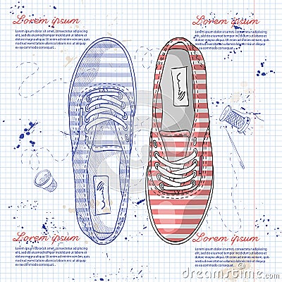 Fashion vector sketch womens shoes. Vector Illustration