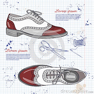 Fashion vector sketch womens shoes. Vector Illustration