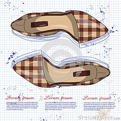 Fashion vector sketch womens shoes. Vector Illustration