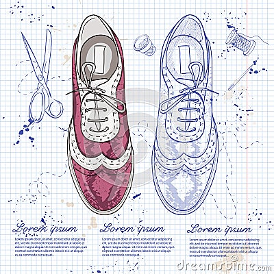 Fashion vector sketch womens shoes. Vector Illustration