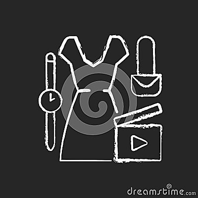 Fashion video chalk white icon on dark background Vector Illustration