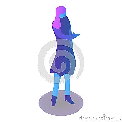 Fashion violet girl icon, isometric style Vector Illustration