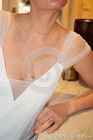 Fashion Woman Beautiful Female With Jewelry at home party Stock Photo