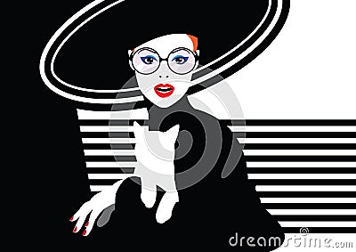 Fashion woman in style pop art. Vector Illustration