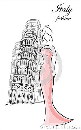 Fashion woman in Italy,vector Vector Illustration