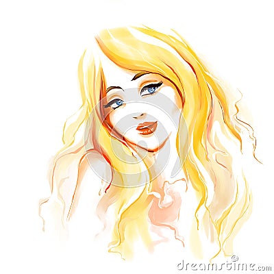 Fashion woman with long blonde hair Stock Photo