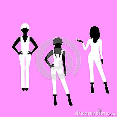 Fashion woman model in suit silhouettes Vector Illustration