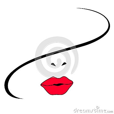 Fashion woman with red lips Vector Illustration