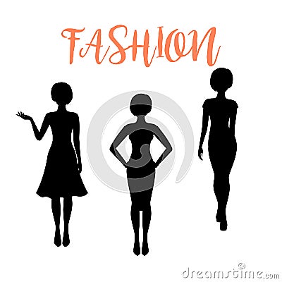Fashion woman silhouette with different hairstyle Vector Illustration
