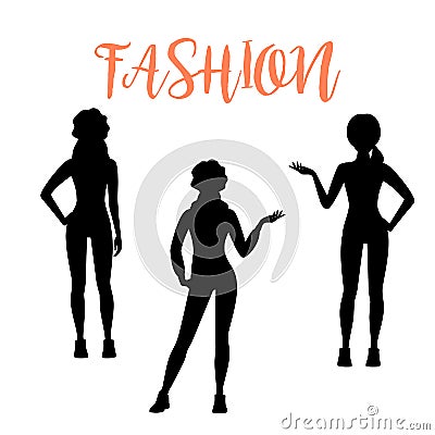 Fashion woman silhouette in sporty style Vector Illustration