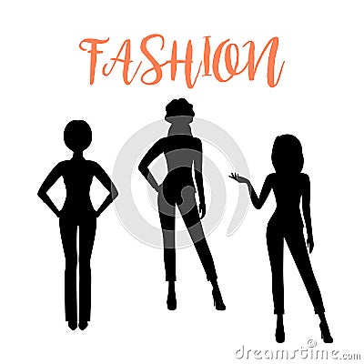 Fashion woman silhouette in suits Vector Illustration