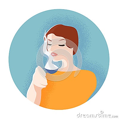 Fashion woman witn cup of coffee or tea. Pop art illustration Vector Illustration