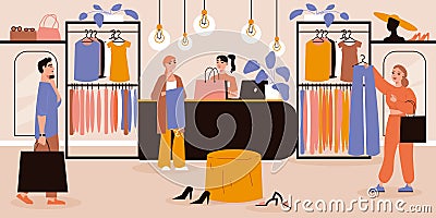 Fashionable Boutique Illustration Vector Illustration