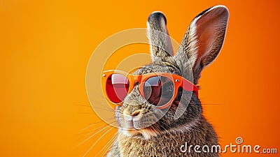 Fashionable Bunny Portrait in Vibrant Summershade Sunglasses Stock Photo