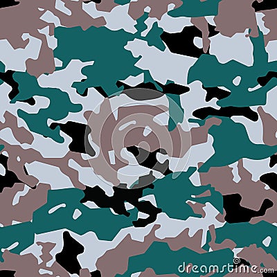 Fashionable camouflage pattern, seamless vector. Millatry print. the texture of the clothes, the disguise of a hunter. Vector Illustration