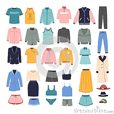 Fashionable clothes for women stylish outfits Vector Illustration