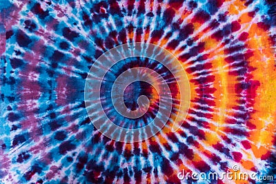 Fashionable Colorful Retro Abstract Psychedelic Tie Dye Swirl Design. Stock Photo
