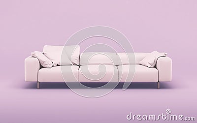 Fashionable comfortable stylish pink fabric sofa on pink background Stock Photo