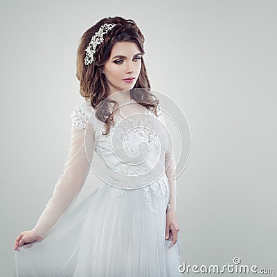 Fashionable girl beautiful bride portrait. Glamorous woman Stock Photo