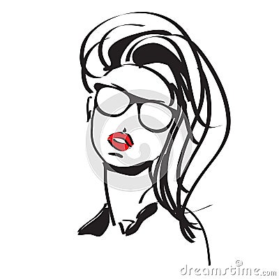 Fashionable girl in glasses Vector Illustration