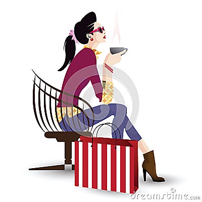 The fashionable girl in style pop art Vector Illustration