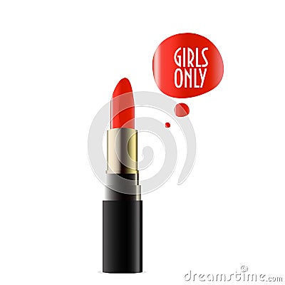 Fashionable glamour lipstick isolated. Realistic luxury red lipstick. Cosmetic accessory. Opened Lipstick vector. Vector Illustration