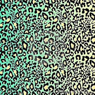 Fashionable golden and mint color seamless background with leopard print. Fashion design for textile, wallpaper, bag, poster, scra Vector Illustration