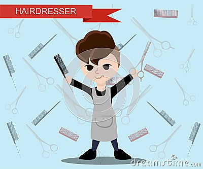 The fashionable hairdresser. Flat hairdresser Stock Photo