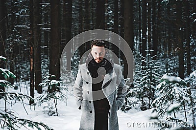 Fashionable handsome man in winter coat Stock Photo