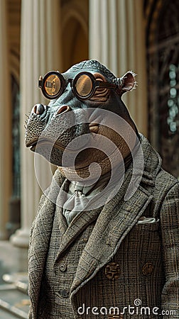 Fashionable hippopotamus Stock Photo