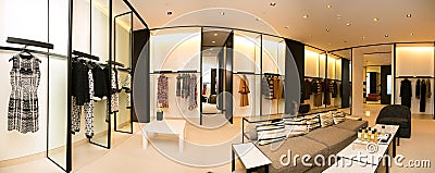 Fashionable interior of boutique in modern mall. Editorial Stock Photo