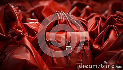 Fashionable leather bag with shiny metal zipper generated by AI Stock Photo