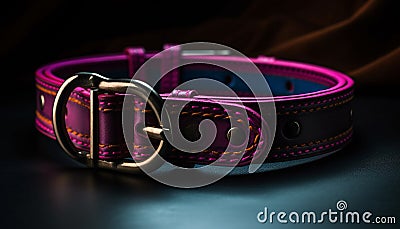 A fashionable leather belt with a shiny metal buckle generated by AI Stock Photo