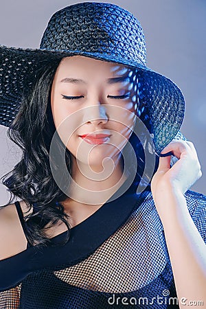 The fashionable long hair beauty of Asian face Stock Photo