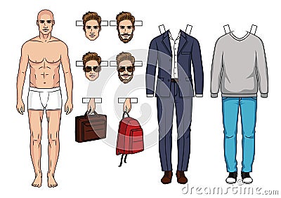 Fashionable modern set of clothes and accessorizes for men. Stock Photo