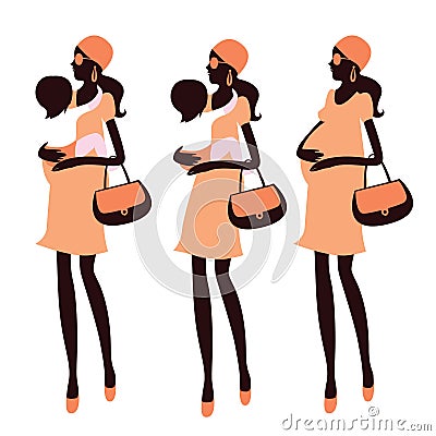 Fashionable pregnancy Vector Illustration