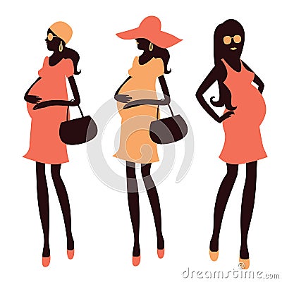 Fashionable pregnancy and maternity clipart Vector Illustration