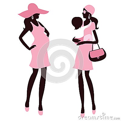 Fashionable pregnancy and maternity Vector Illustration