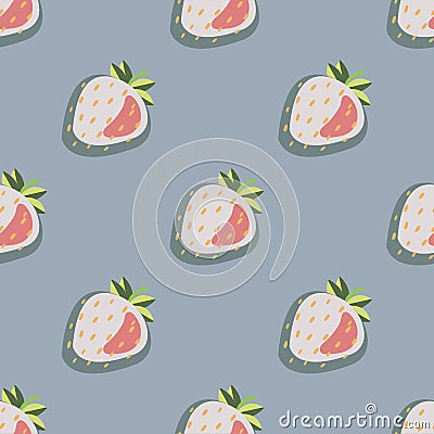 Fashionable seamless pattern with blue modern strawberry.- Vector Illustration